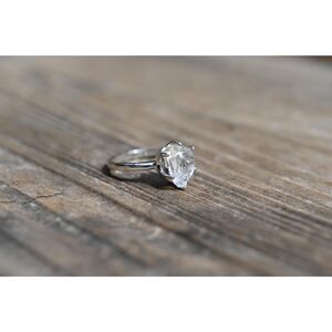 Pear shaped Lake county diamond engagement ring sterling silver 925 size 4